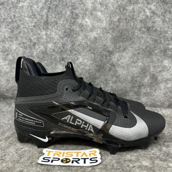 Nike Alpha Menace 4 Elite Football Cleats Mens Sz 7 Black Silver FD7036-002 - Picture 3 of 8